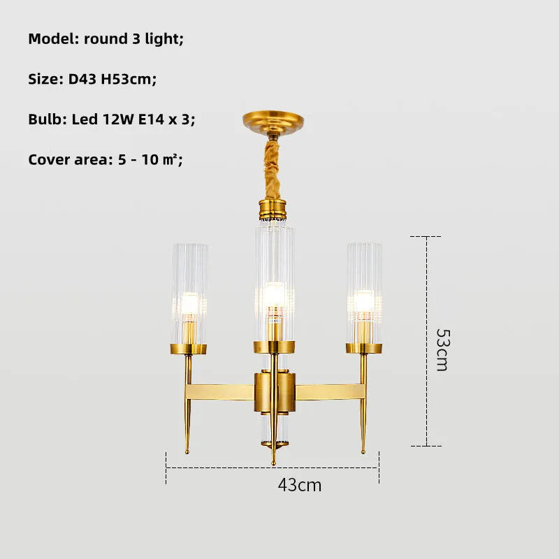 Lustre métal or verre LED