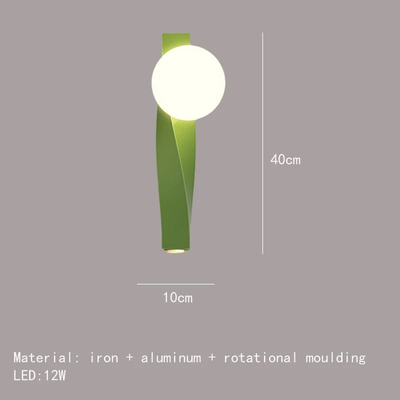 applique murale led en aluminium et verre rotatif