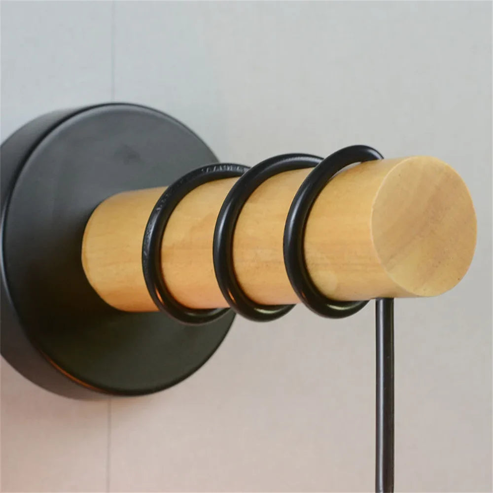 applique murale moderne loft nordique en fer et bois luminaria