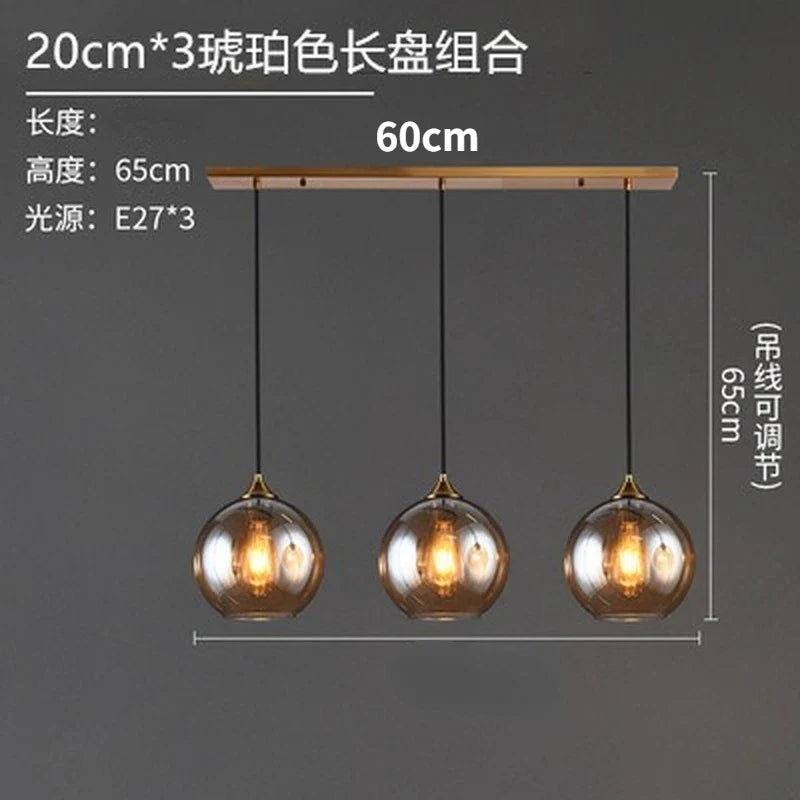lustre nordique en verre fumé suspension simple luxe