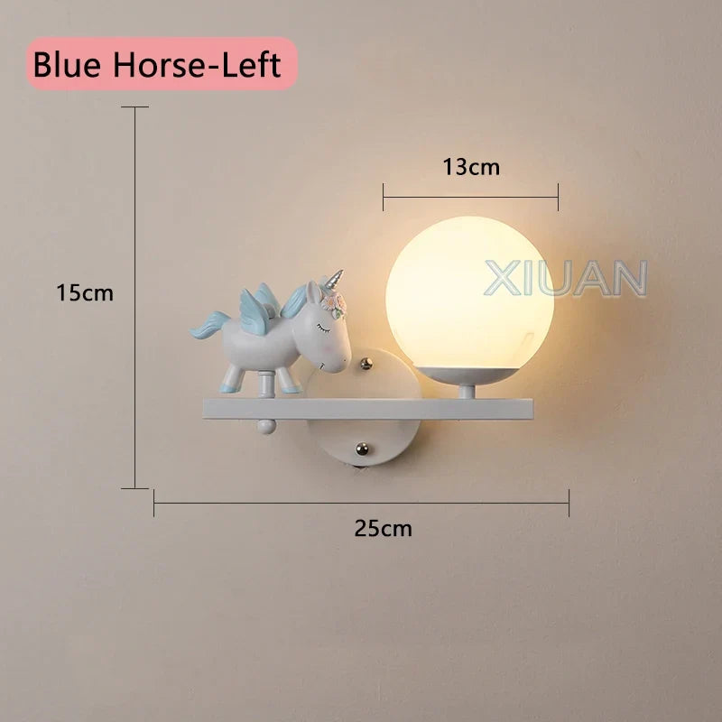 applique murale enfant avec motifs princesse cheval et lapin