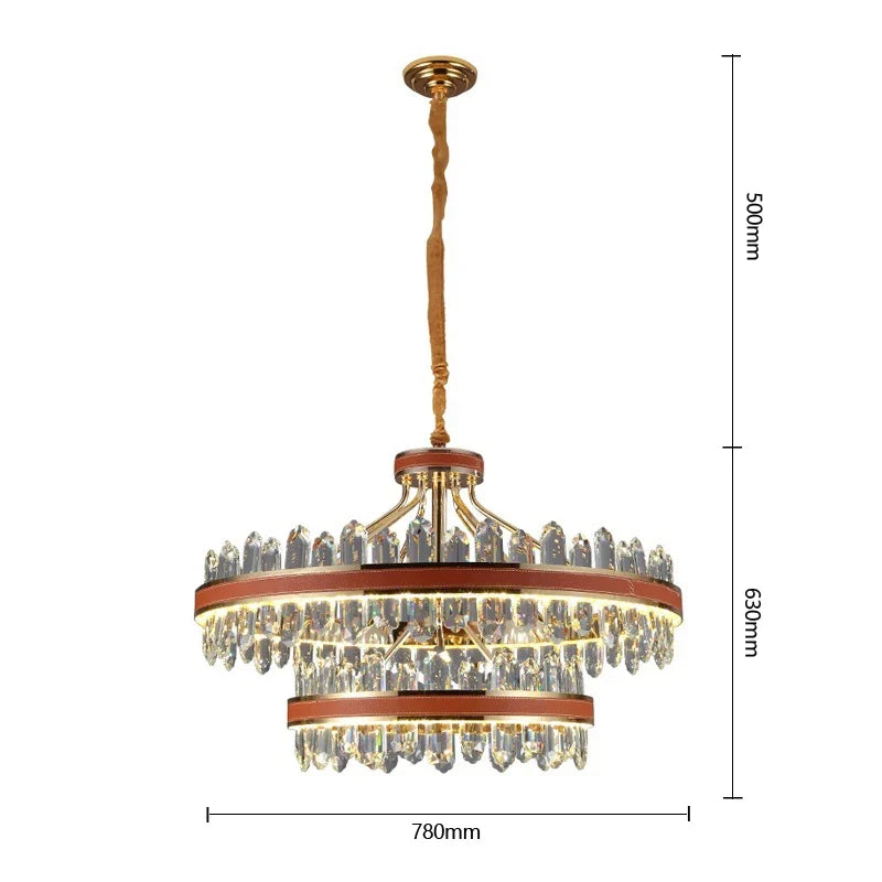 suspension en cristal et cuir pour éclairage moderne créatif de la maison