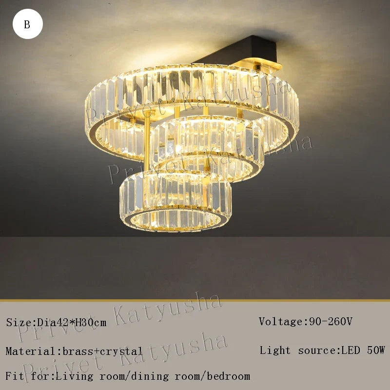 plafonnier de luxe en cuivre et cristal décoration moderne