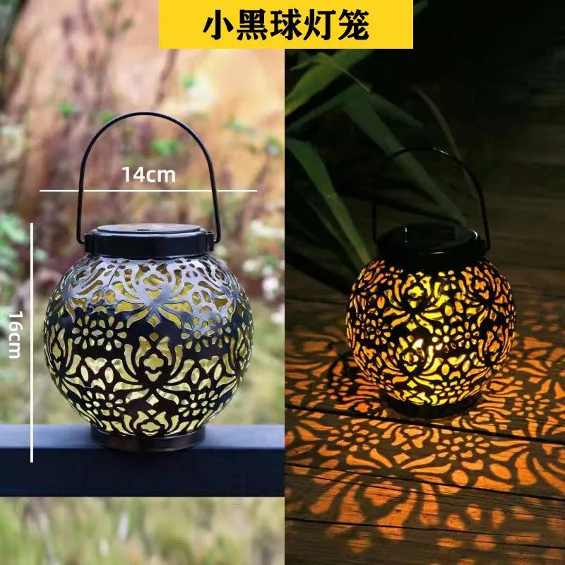 lanterne solaire à led en fer forgé pour jardin décoratif