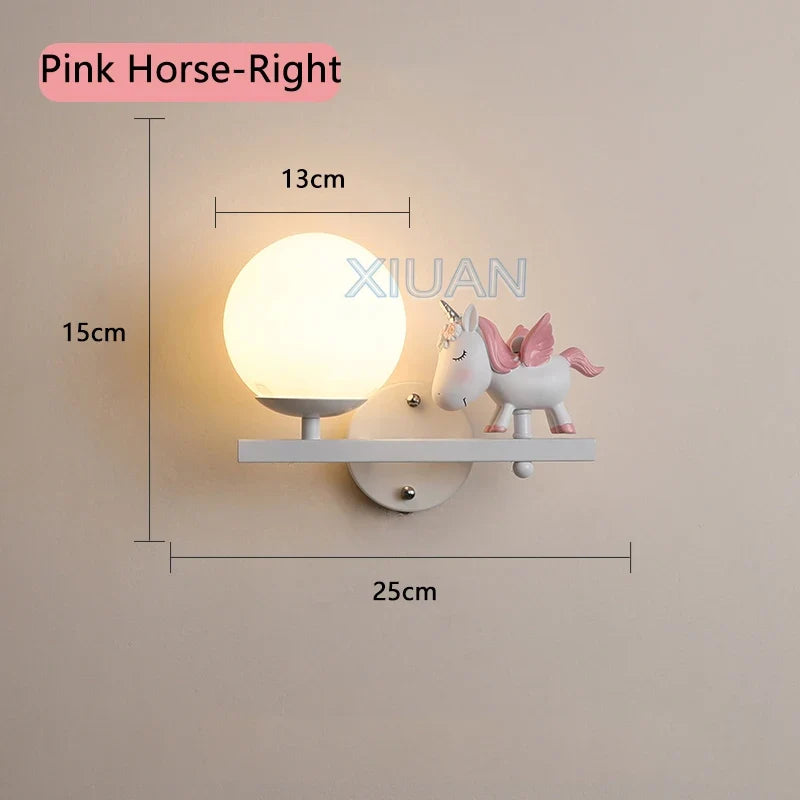applique murale enfant avec motifs princesse cheval et lapin
