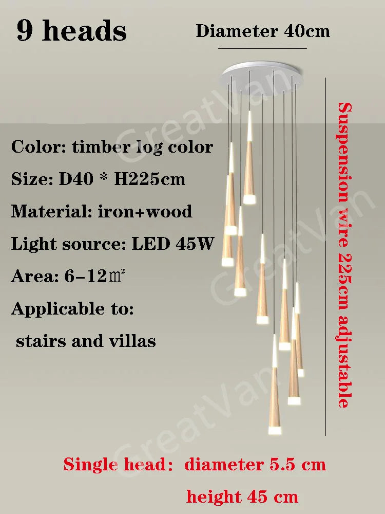 suspension led moderne pour escalier duplex nordique