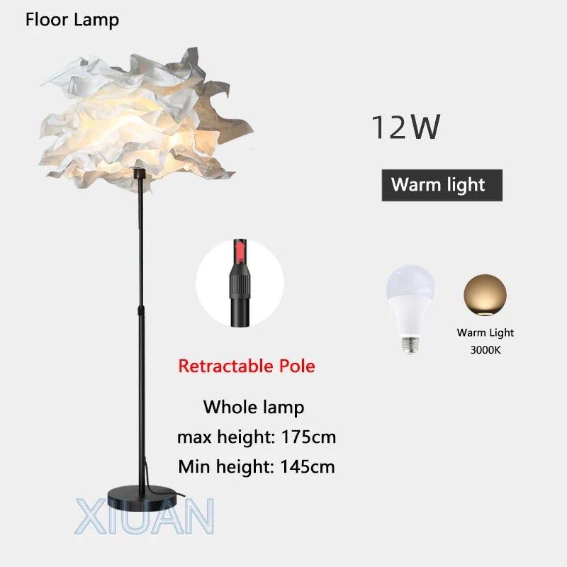 lampadaire créatif en papier avec poteau rétractable pour hôtel