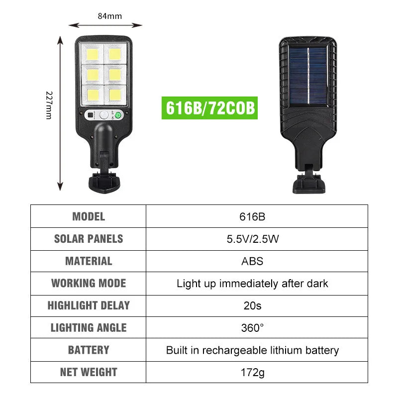 lampadaire solaire extérieur avec télécommande et détection humaine