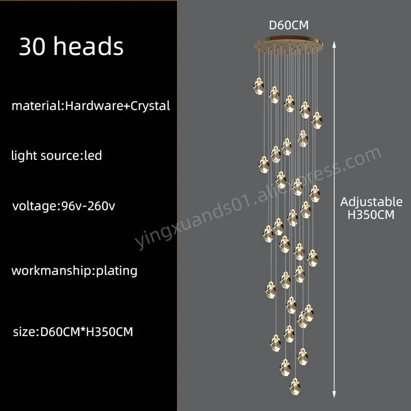 lustre en cristal nordique style loft pour intérieur moderne