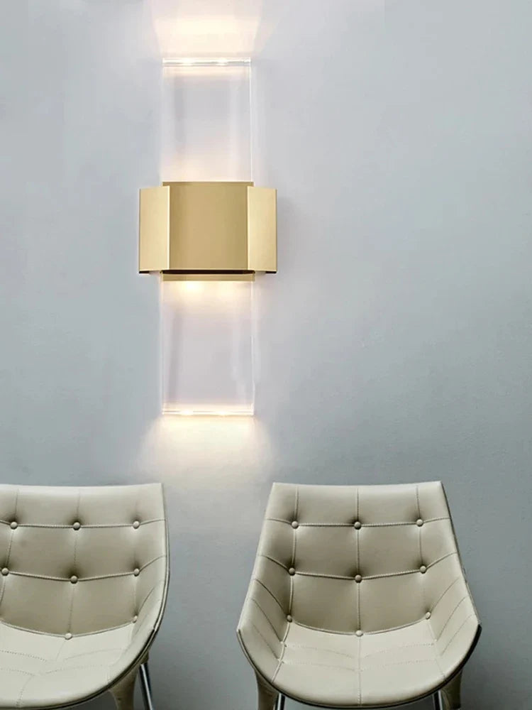 applique murale en acier inoxydable et cristal minimaliste