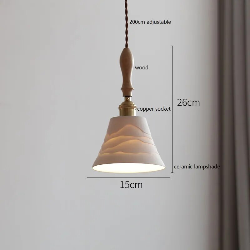 Suspension design led papillon céramique et bois