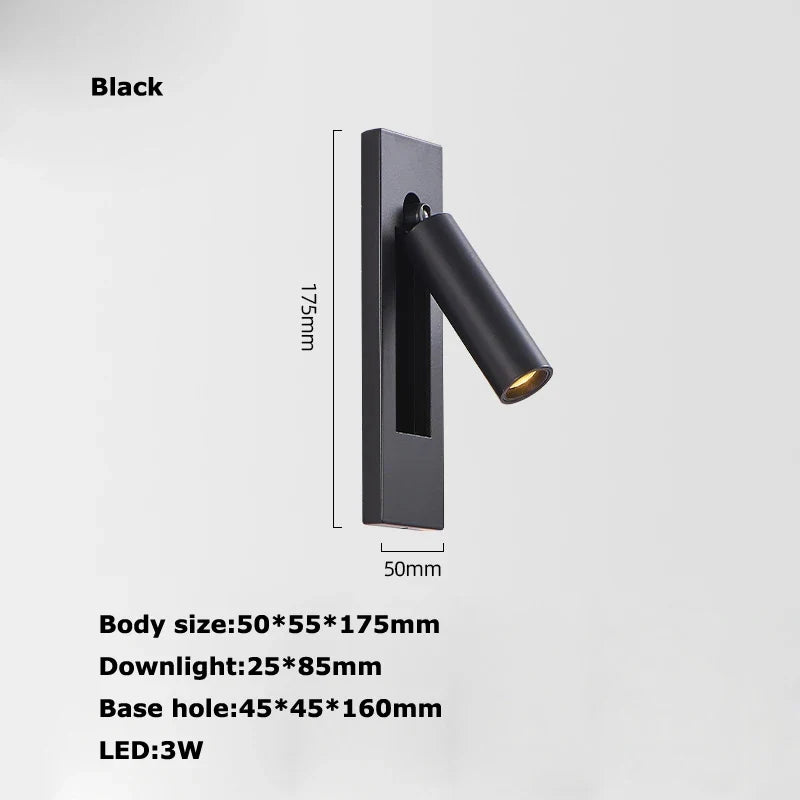 applique murale led rotative avec interrupteur pour lecture