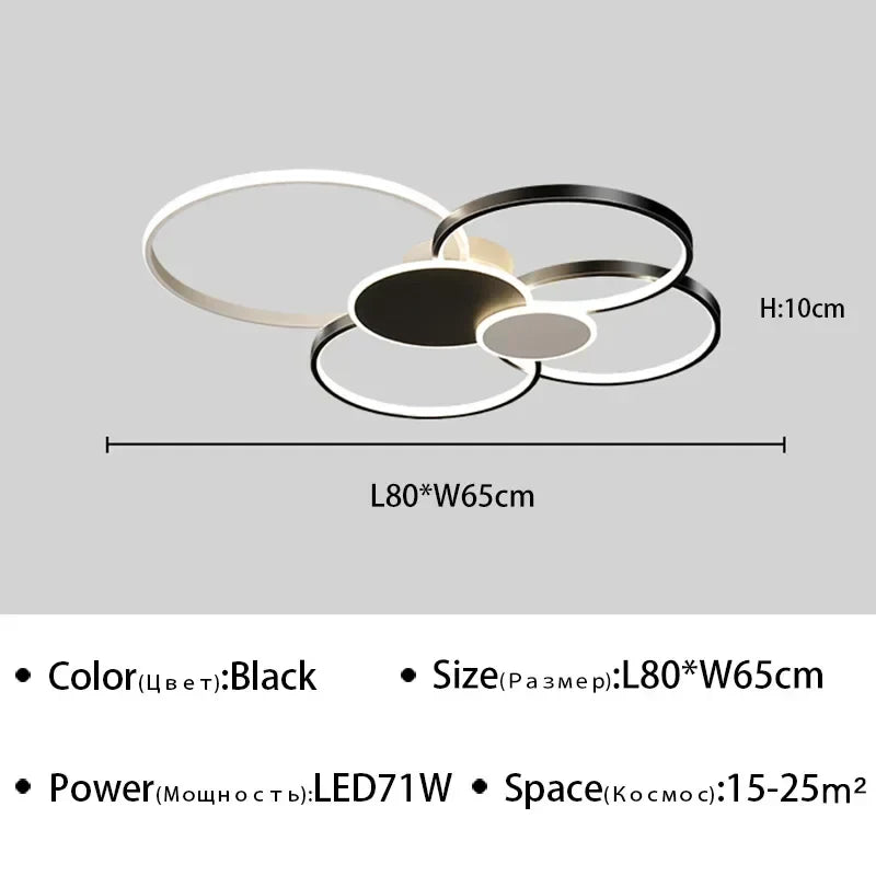plafonnier Anneau moderne LED Simple variateur intelligent pour chambre à manger salon Hall éclairage intérieur