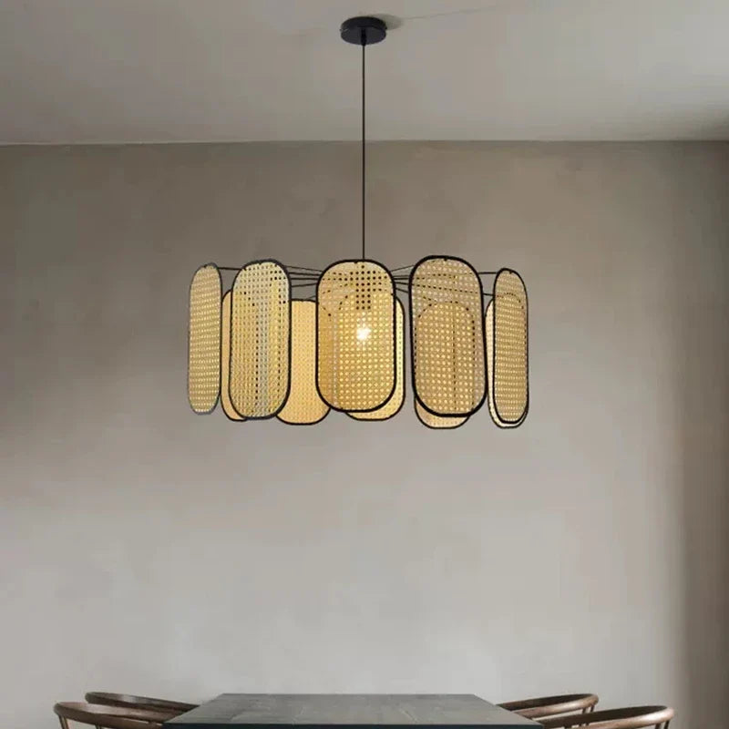 plafonnier en rotin style chinois décoratif pour restaurant 	 modèle