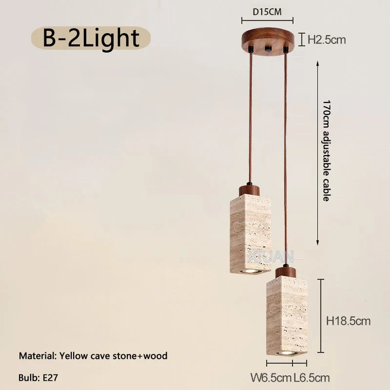 lustre led en pierre de grotte style wabi-sabi