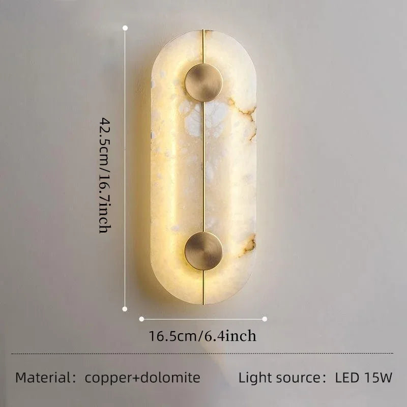 applique murale led en marbre et cuivre doré design nordique moderne