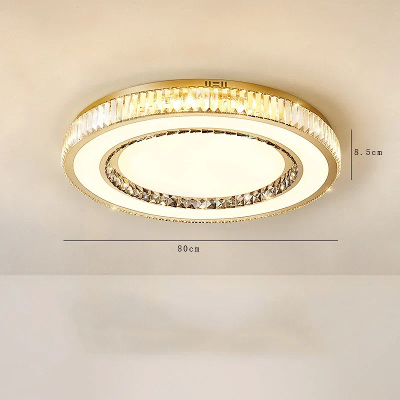 lustre de luxe moderne en verre de cristal led rond