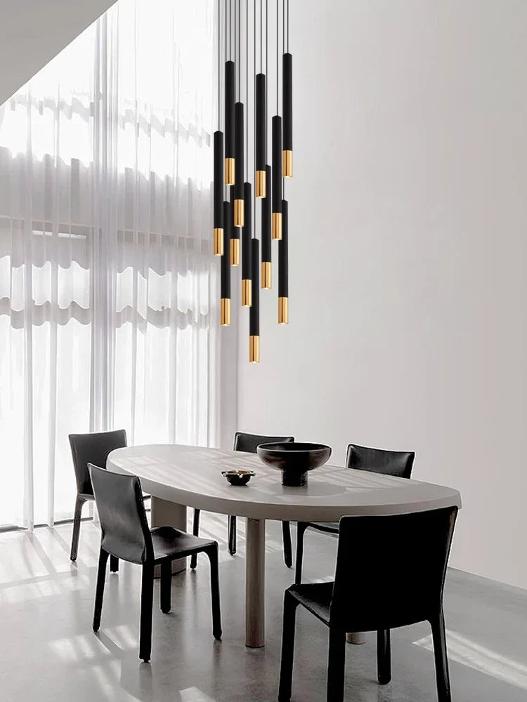 lustre led tubulaire pour éclairage intérieur de restaurant