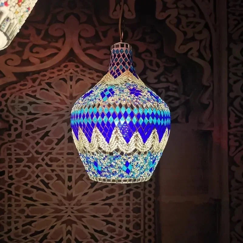 lustre en vase d'art bohème pour décoration intérieure artisanale