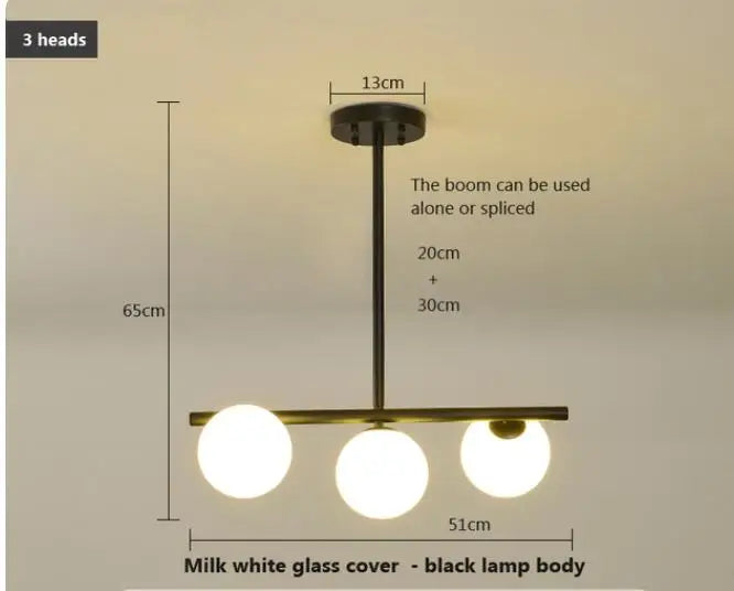 Lustre design boules de verre horizontales