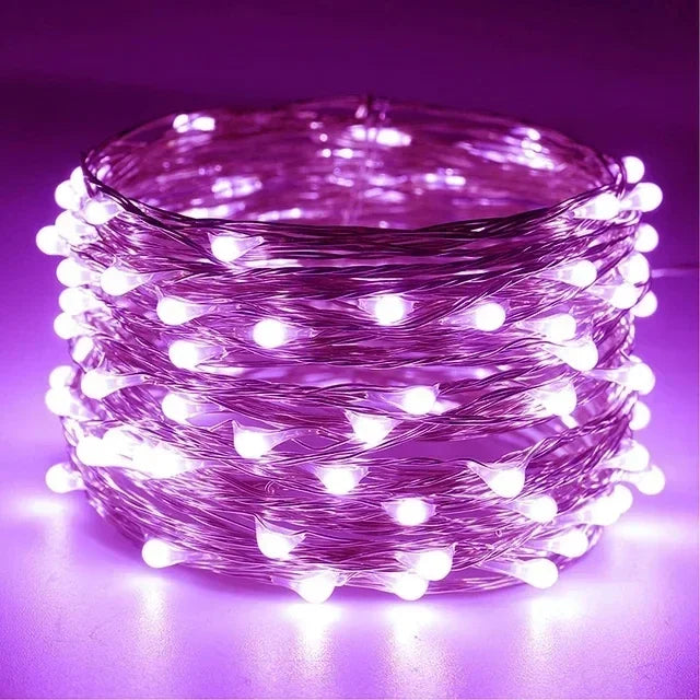 guirlande lumineuse led en fil de cuivre pour décoration festive