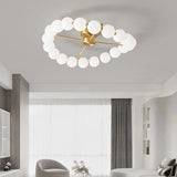 lustre à led avec anneau en cuivre et boule acrylique