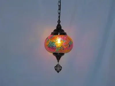 suspension vintage en verre teinté style bohème fait main en turquie