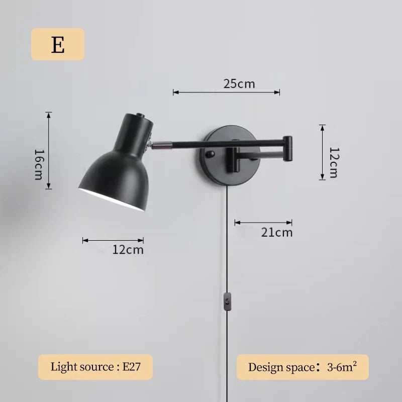 applique murale télescopique moderne lampe de lecture pliable minimaliste