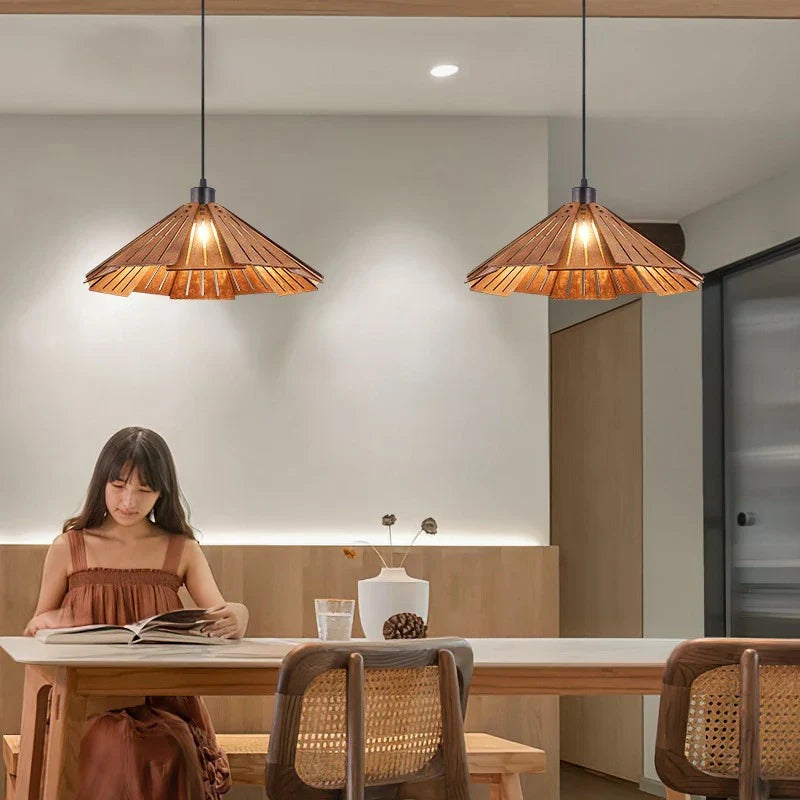 suspension en bois rétro japonais pour décoration intérieure