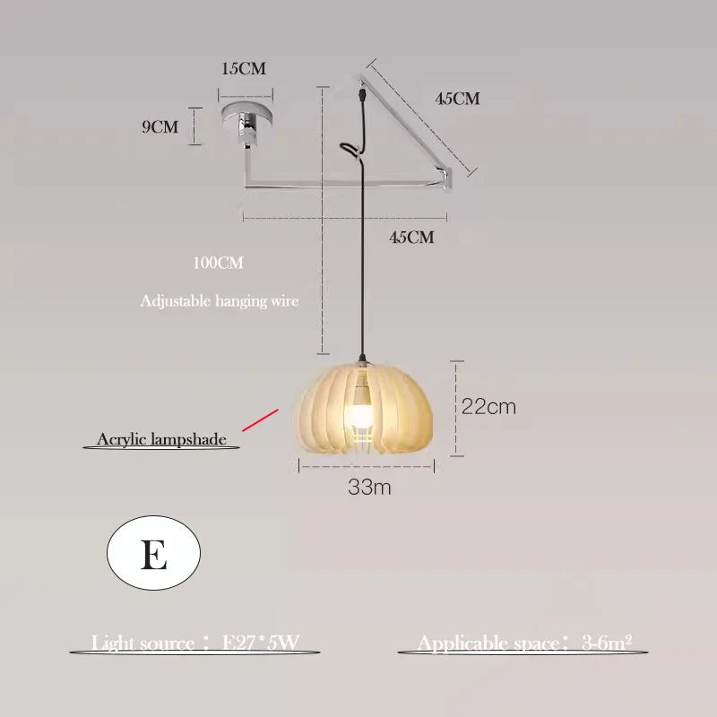 lustre minimaliste extensible rotatif avec bras pivotant pliable