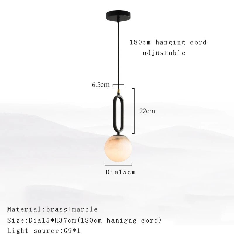 Lampe suspension marbre LED minimaliste
