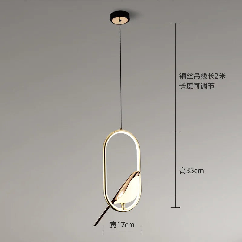lustre nordique or acrylique avec oiseaux bar led suspendus