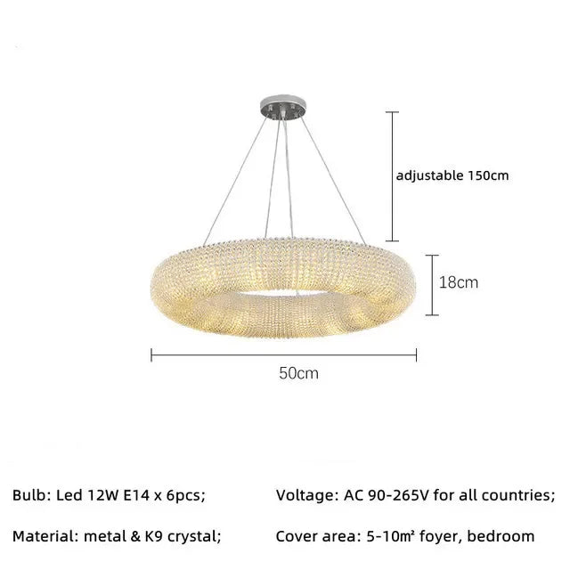 Modern Luxury Crystal Loft Chandelier Living Room Lustre Pendant Lamp Suspension Home Interior Decor Hanging Light Fixtures