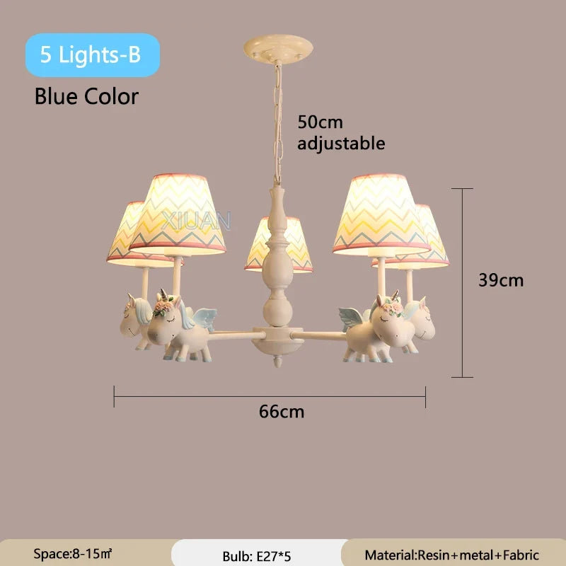 lustre licorne dessin animé pour chambre d'enfant suspendu