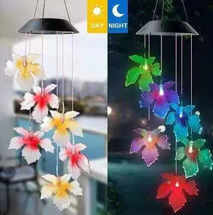 lampe solaire led colorée avec boule cristal papillon pour jardin