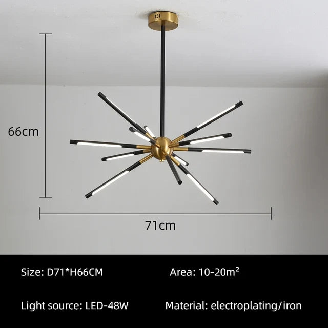 lustre vintage design spoutnik à branches en fer
