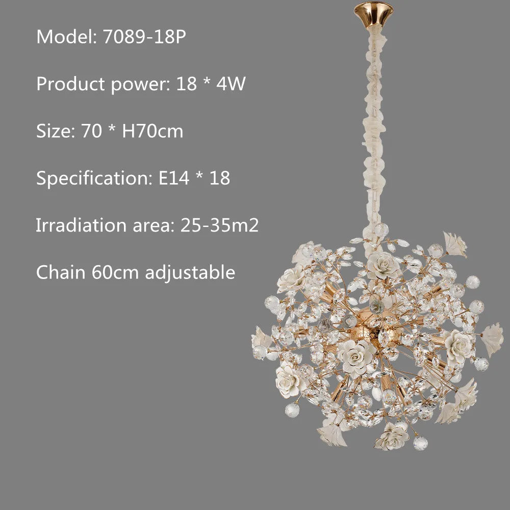 Lustre céramique blanc fleurs décoration