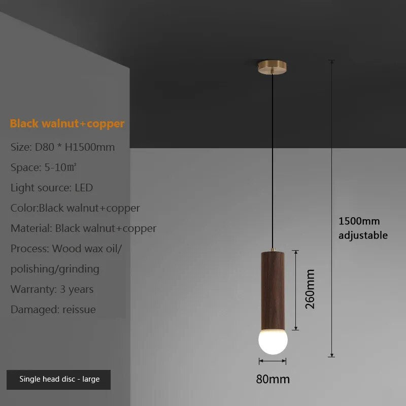 suspension noyer lustre chinois barre tête lampes