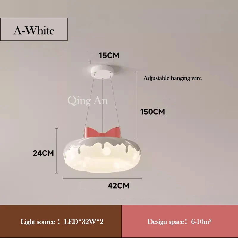 lustre en forme de donut avec nœud rose pour décoration enfantine