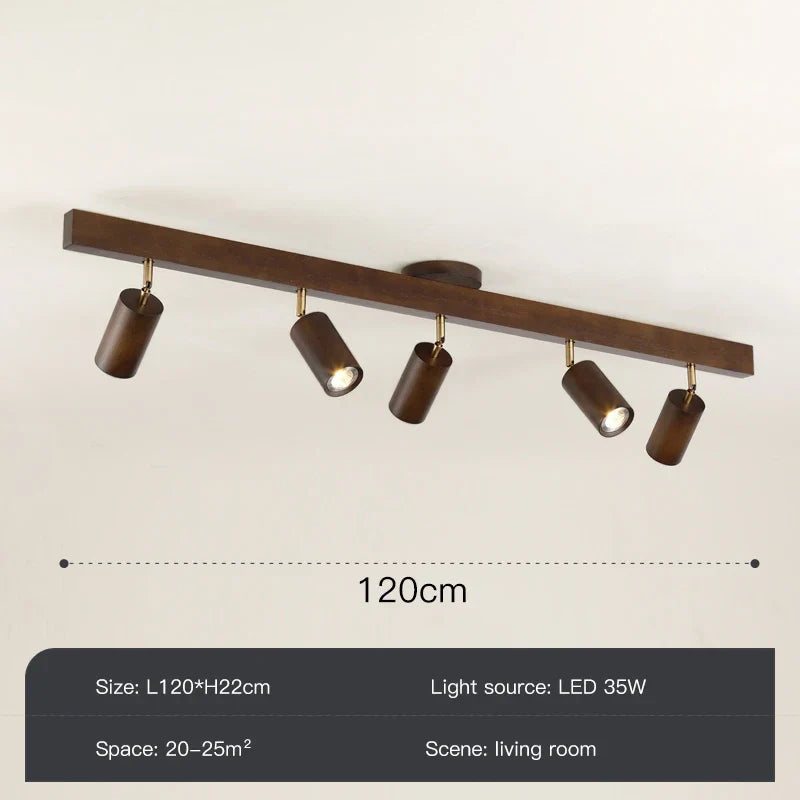 Grain de bois Led lustres avec projecteur pour salon chambre plafonniers éclairage décor noir Lustre cuisine luminaire