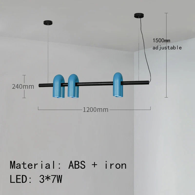 lustre art déco u tube en métal avec cordon réglable