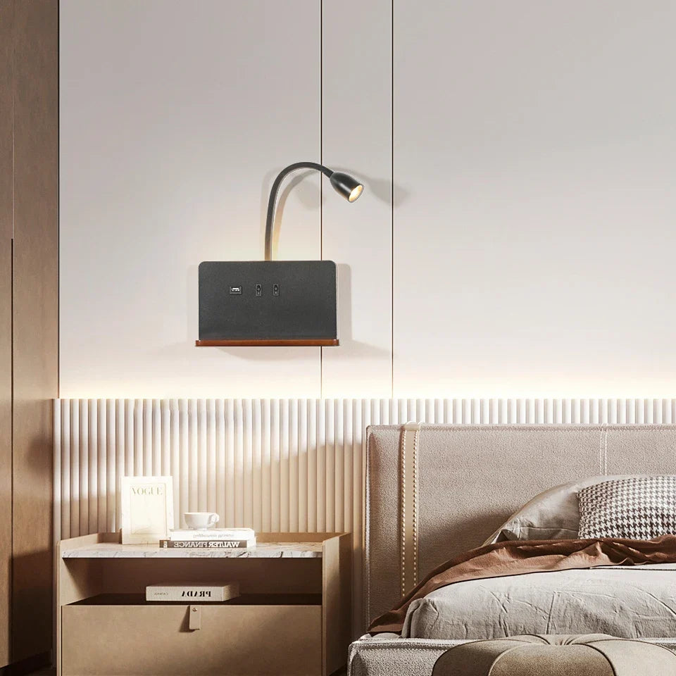 applique murale led intérieur usb sans fil moderne rotative 360° interrupteur veilleuses chevet