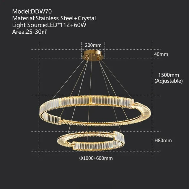 lustre moderne en cristal k9 design nordique pour décoration intérieure