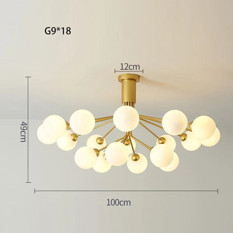 lustre nordique en verre moléculaire pour décoration intérieure