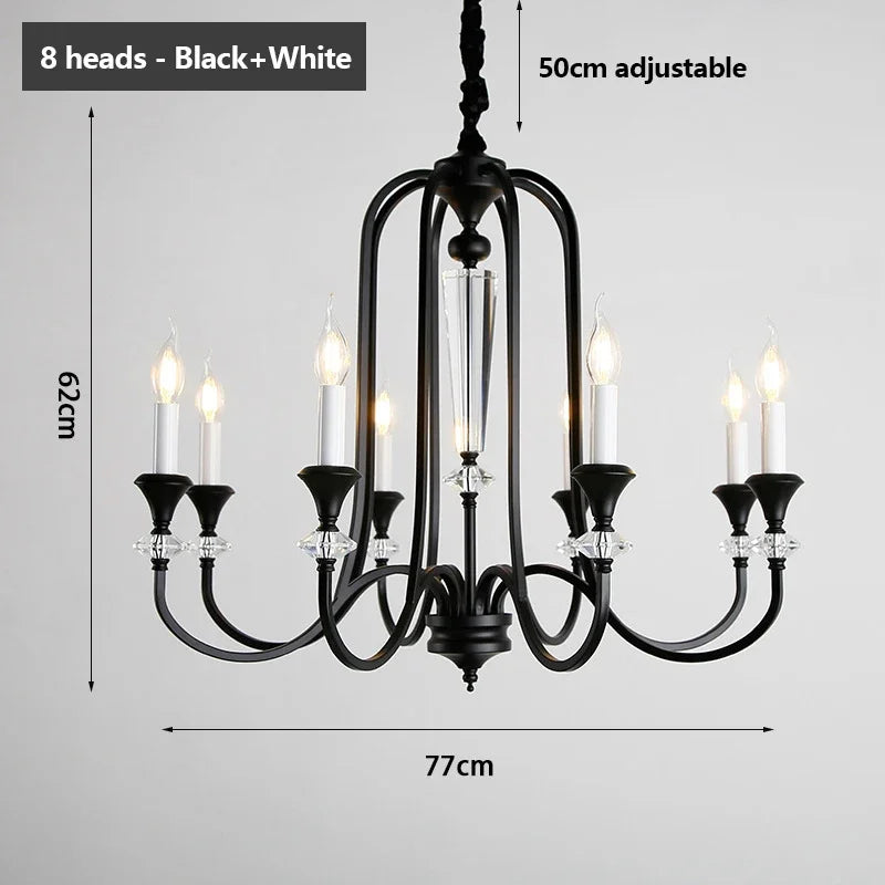 lustre rétro en cristal avec lampes led pour salon luxueux