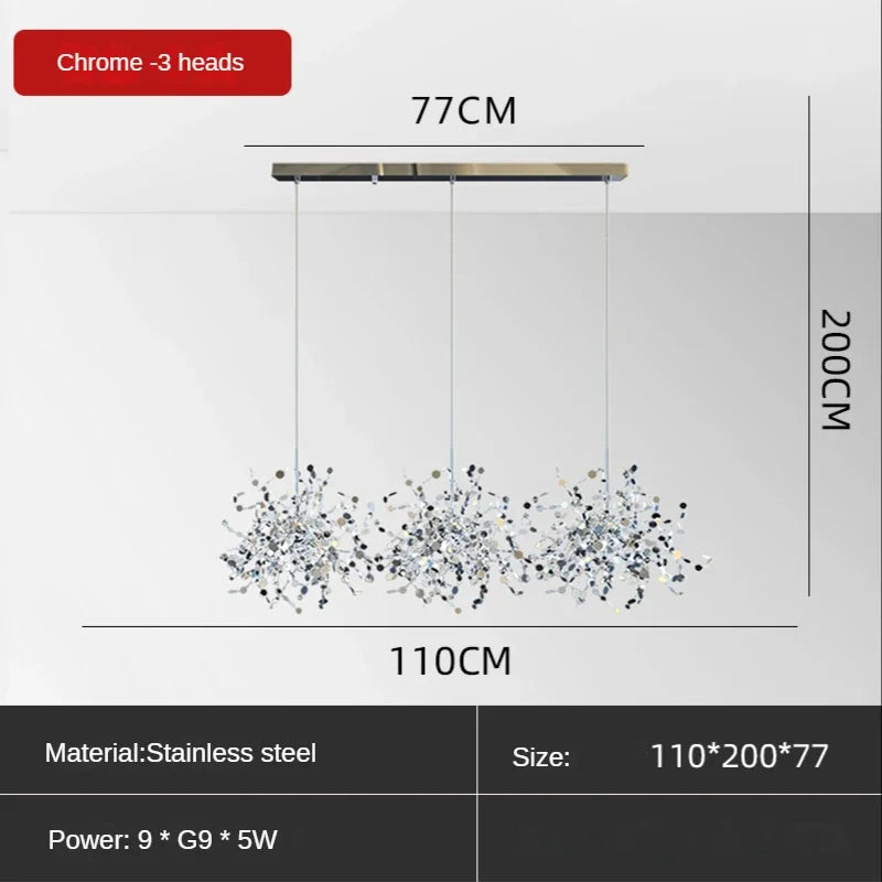 lustre moderne en acier inoxydable pour restaurant et boutique