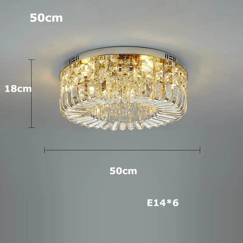 plafonnier led classique en cristal chromé pour intérieur moderne