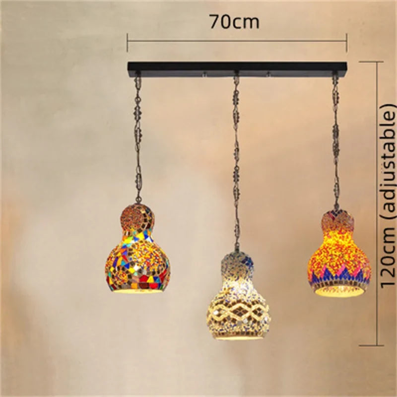 lustre en mosaïque turque fait main style art déco romantique en verre coloré