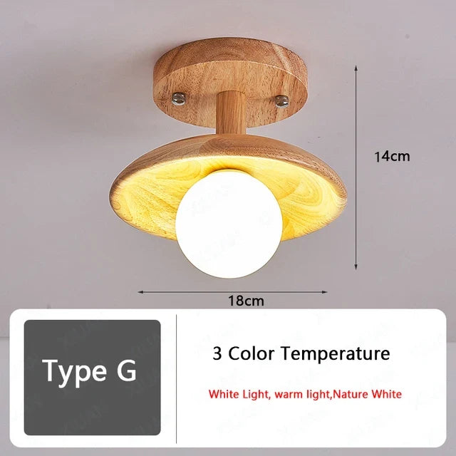 Plafonnier en bois nordique pour couloir entrée balcon couloir vestiaire Illuminaire 3 température de couleur en bois LED allée lumière
