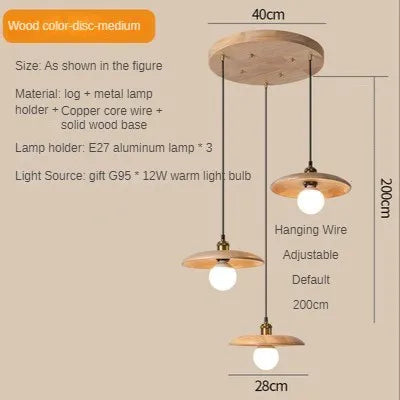 suspension en bois massif pour décoration intérieure moderne